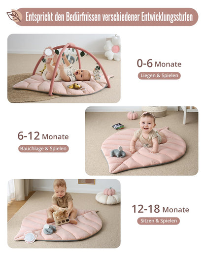 Blissful Diary Spielbogen Baby, Übergroßes Blattförmiges Spieldecke Baby Gym Activity Decke mit 6 Abnehmbare Spielzeuge, krabbeldecke Unverzichtbare Babygeschenke, Waldgrün