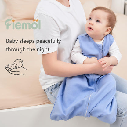 FIEMOL Baby Sleeping Bag 2.5 Tog 0-6 Months, Winter Cotton Newborn Baby Sleeping Bag, Wearable Blanket for Infants and Toddlers, 2-Way Zip Sleeping Bag, 67 cm, Rainbow