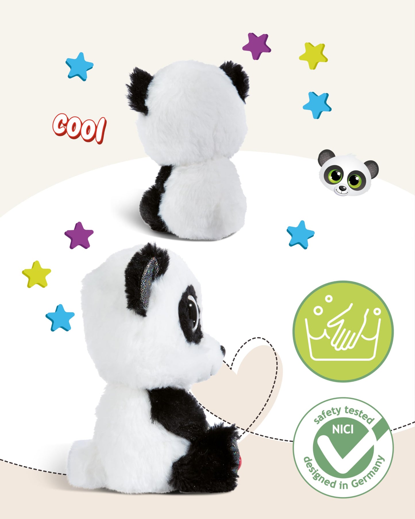NICI GLUBSCHIS Lynx Lenzo 15cm - Dangling cuddly toy lynx with big glittery eyes - 49295 