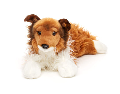Uni-Toys - 'Maple' - Longhair Collie, Lying - Face White-Brown - 41 cm (Length) - Plush Dog, Collie, Pet - Plush Toy, Cuddly Toy