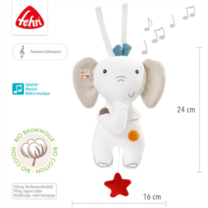 Fehn Spieluhr Baby Einschlafhilfe Schaf - Kuscheltier mit sanfter Einschlafhilfe Melodie "Guten Abend, gut´ Nacht" - Babyspielzeug für Unterwegs und Zuhause - Musikspielzeug für Babys und Kleinkinder