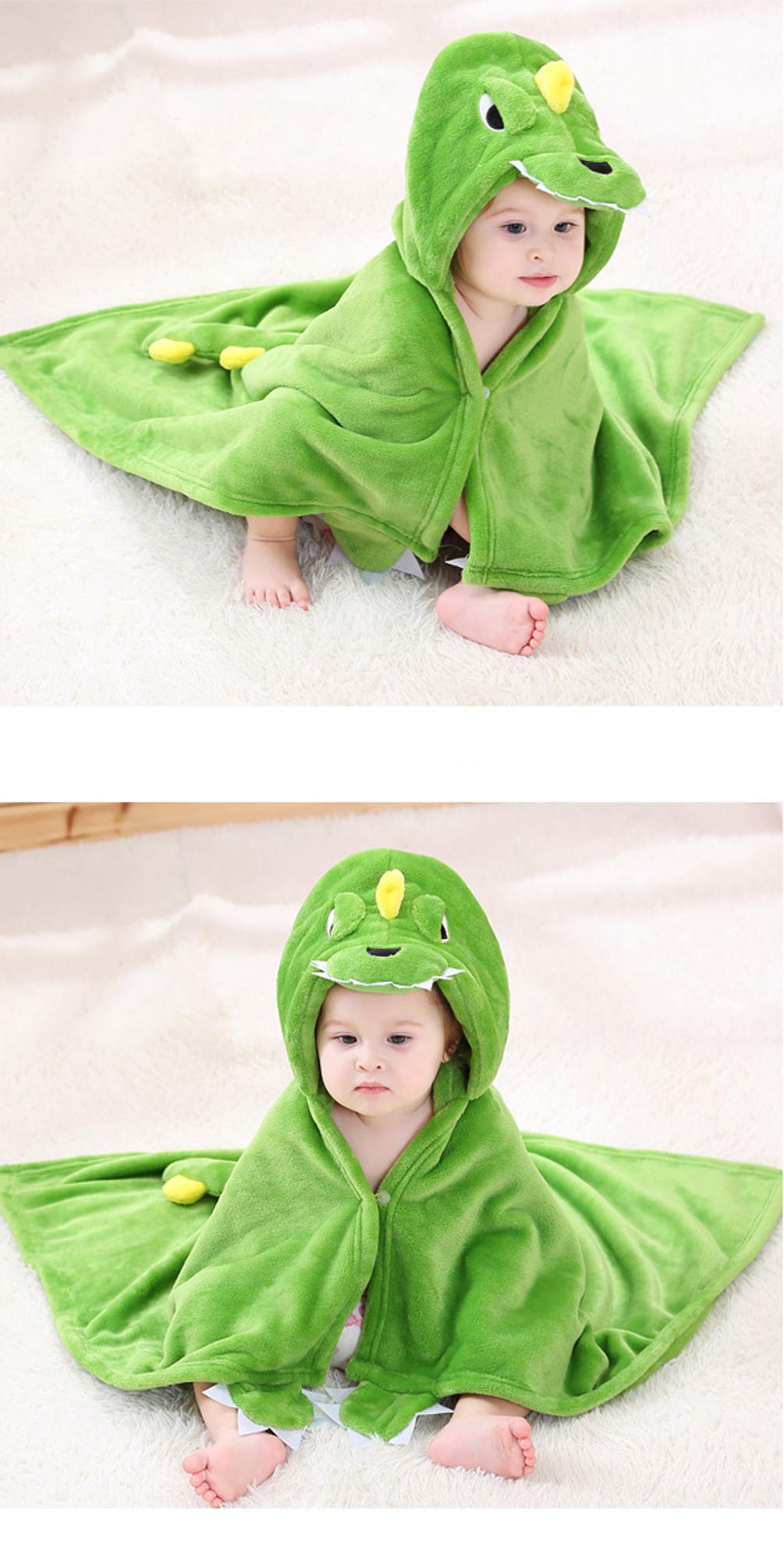 Doladola Baby Decke Babys Tier Design，Flanell Kinder Decke Kapuzenhandtuch für Mädchen und Jungen，Baby Kapuze Badeponcho Kinder Warm（gelbe Ente）