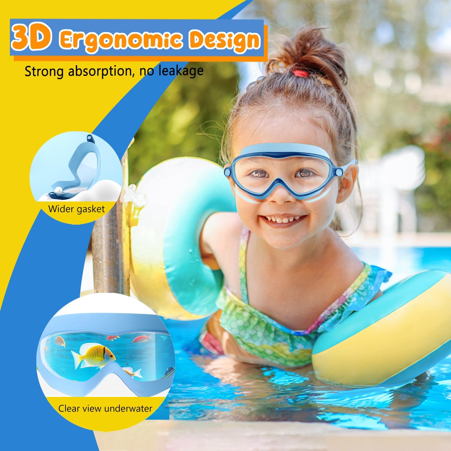 COOLOO Schwimmbrille Kinder, 2 Stück Taucherbrille Kinder 4-14 Jahre Anti-Beschlag, UV-Schutz, KEIN Auslaufen verstellbare Silikon-Schwimmbrille für Kinder, Mädchen, Jungen
