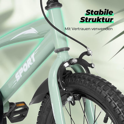 BODIOO Kinderfahrrad 12 Zoll, Fahrrad für Jungen und Mädchen mit Stützrädern, robustem Rahmen, verstellbarem Sitz, Rücktritt- und Handbremse, geeignet für Fahrer von 83 bis 96 cm (Minzgrau) - Meloni2
