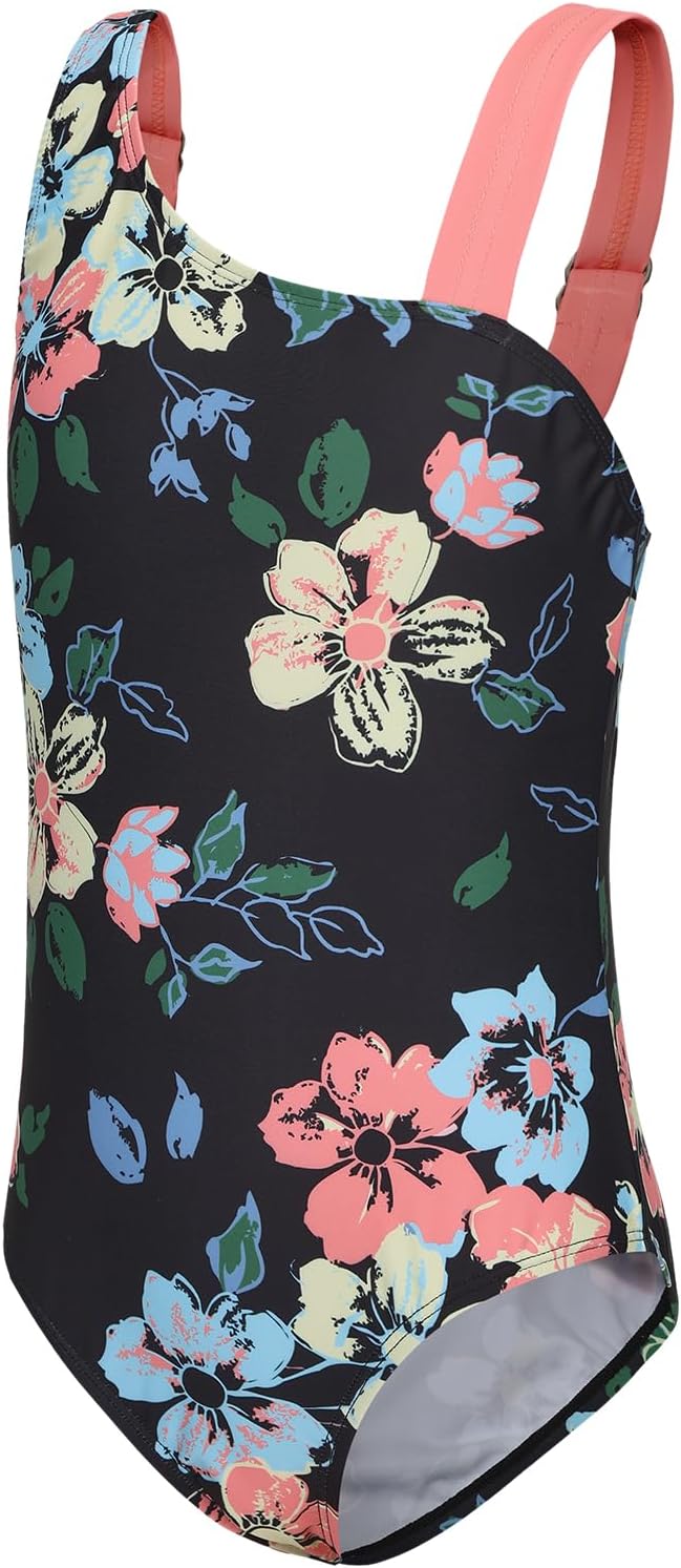 Swimsuit Girls Children One-Piece Swimwear Girls Teenagers Hawaii Elastic Wide Straps Swimsuit 110-164 / 6-16 Years