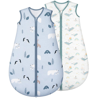 Yukkidds Baby Summer Sleeping Bag, 100% Cotton, 0.5 Tog, beige elephant, 0 - 6 months