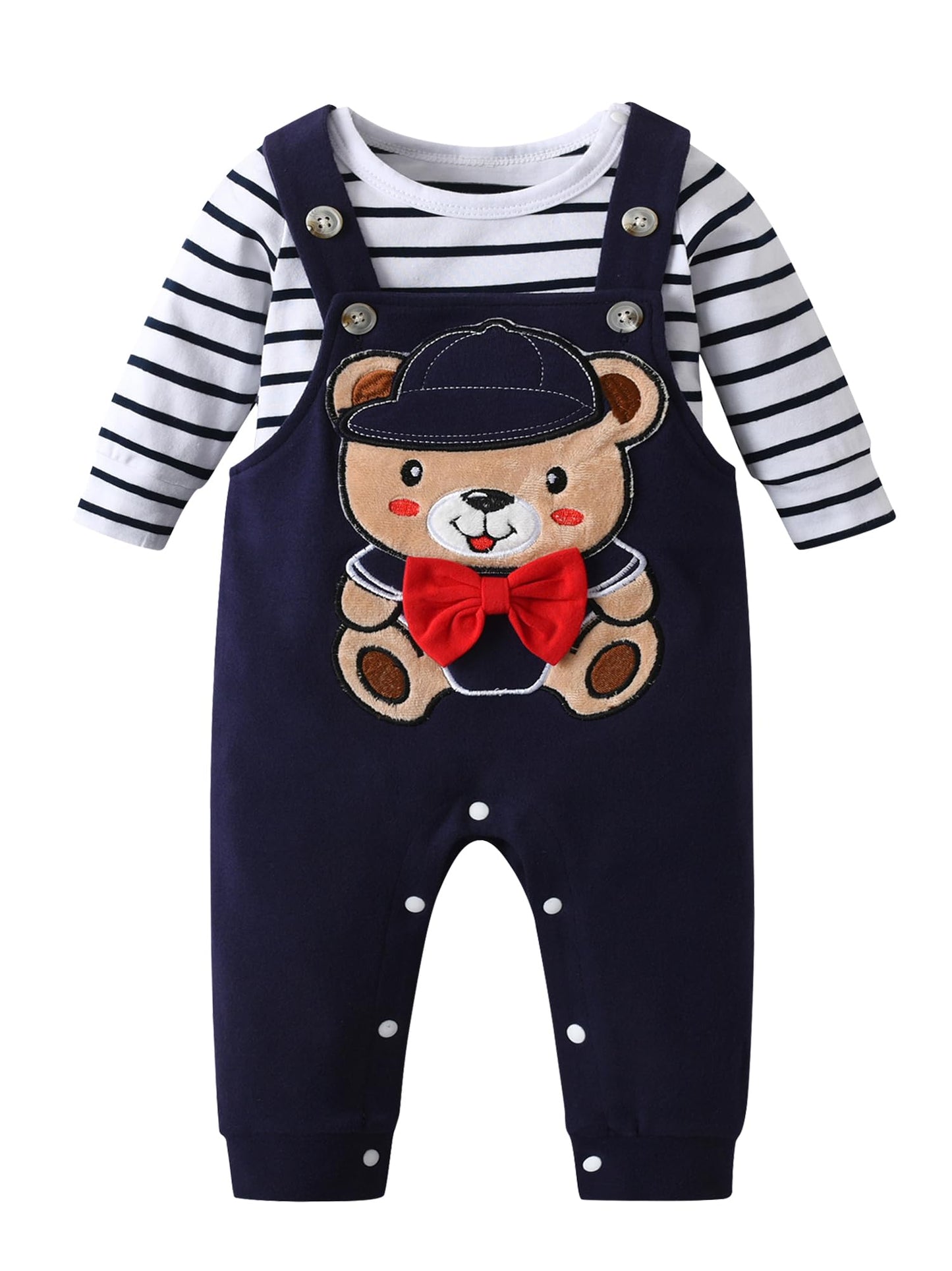 Derouetkia Baby Junge Kleidung Gestreifte Tops Tierdruck + Hosen Outfit Set