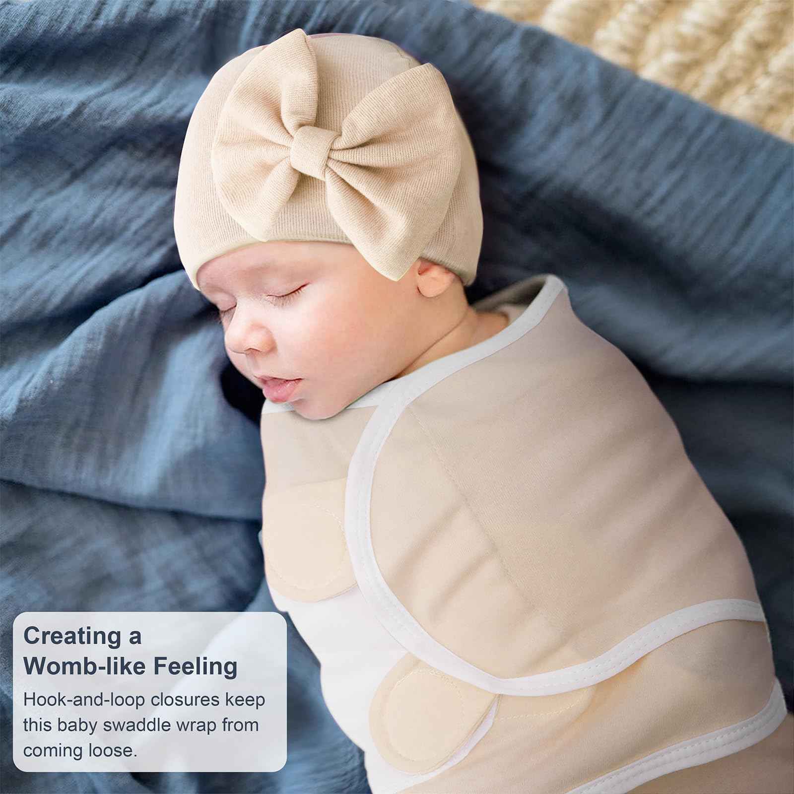 DRESHOW Neugeborene Swaddle Decke Hut Set Baby Gedruckt Swaddles Säugling Einstellbar Schlafsack für 0-3 Monate Mädchen Jungen