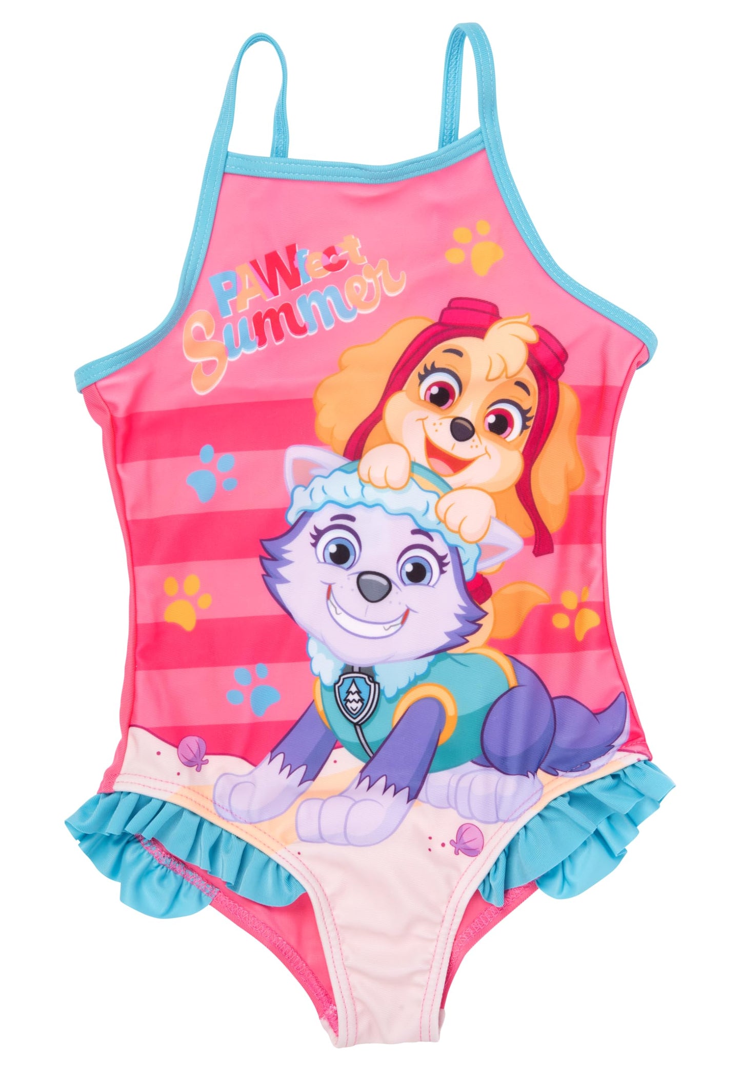 Paw Patrol Badeanzug mit Rüschen für Mädchen - Skye & Everest Pawfect Summer Schwimmanzug Kinder