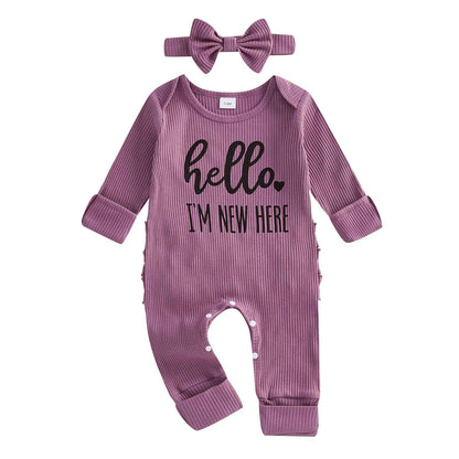 Geagodelia Baby Girl Romper + Headband Newborn Clothing Outfit Jumpsuit Baby Clothes Soft Baby Romper