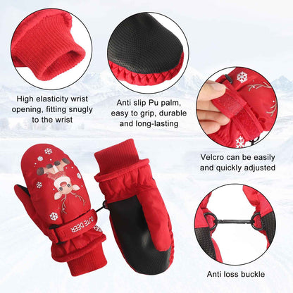 CUINIUNAID Fausthandschuhe Kinder Fäustlinge Kinder Wasserdicht Warm Fleece Weihnachten Kinder Thermohandschuhe für 1-9 Jahre Winterhandschuhe Kinder Schneehandschuhe Kinder Ski Handschuhe