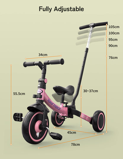 besrey 5 in 1 Laufräder Laufrad Kinderdreirad Dreirad Lauffahrrad Lauflernhilfe für Kinder ab 1 Jahre bis 4 Jahren (Schwarz) - Meloni2
