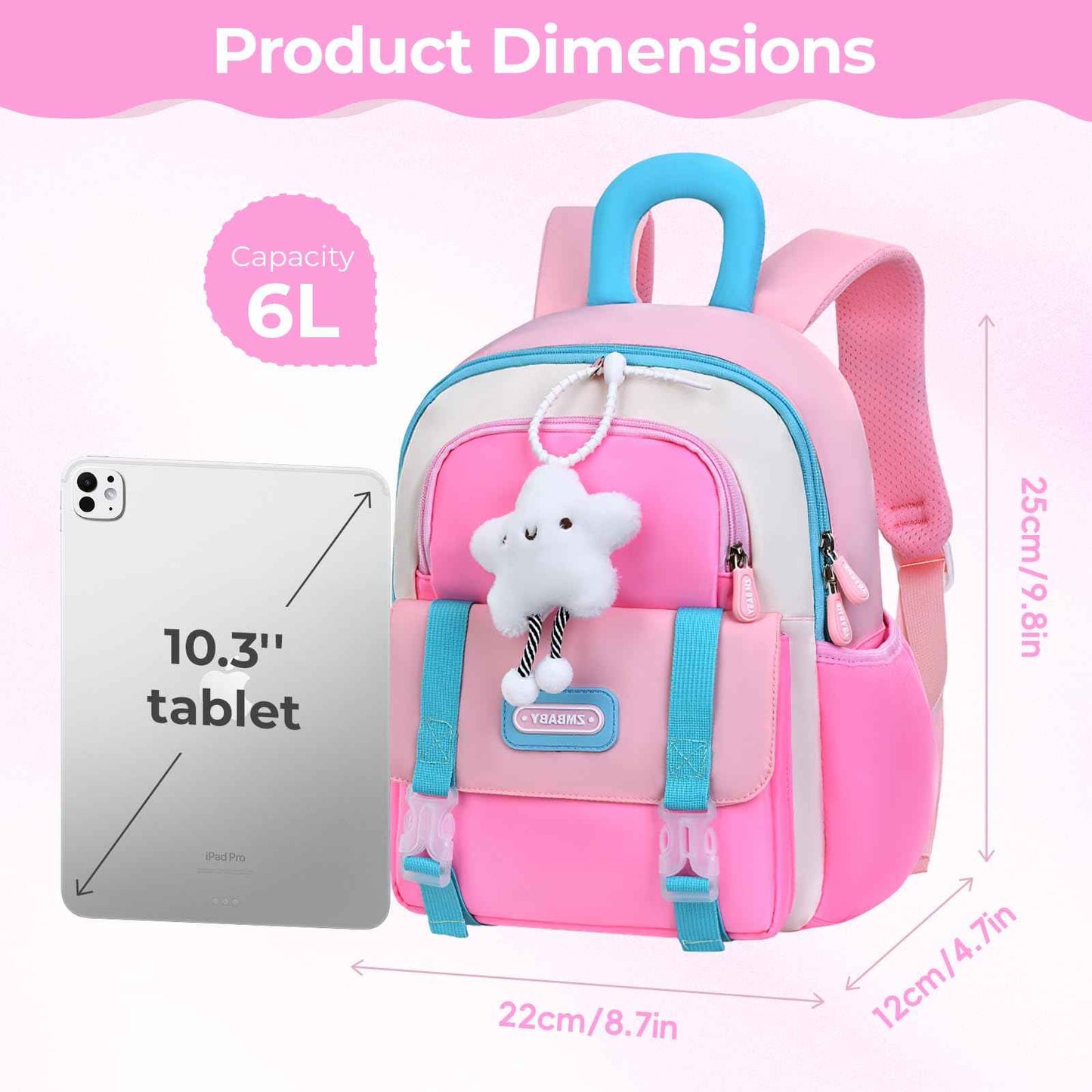 Tanou Backpack Nursery for Girls, Ultra Light Nursery Backpack Girls, Cute Nursery Backpack with Chest Strap for Preschool Nursery, purple, childish