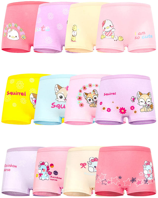Adorel Girls' Boxer Shorts Cotton Underwear 12-Pack 