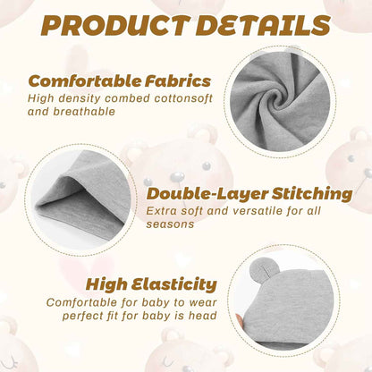 2 Sets Newborn Baby Hat and Gloves Set Beanie Clothing Unisex Infant Hat Nursery Hat Baby Boys Girls 0-6 Months (Apricot, Grey)