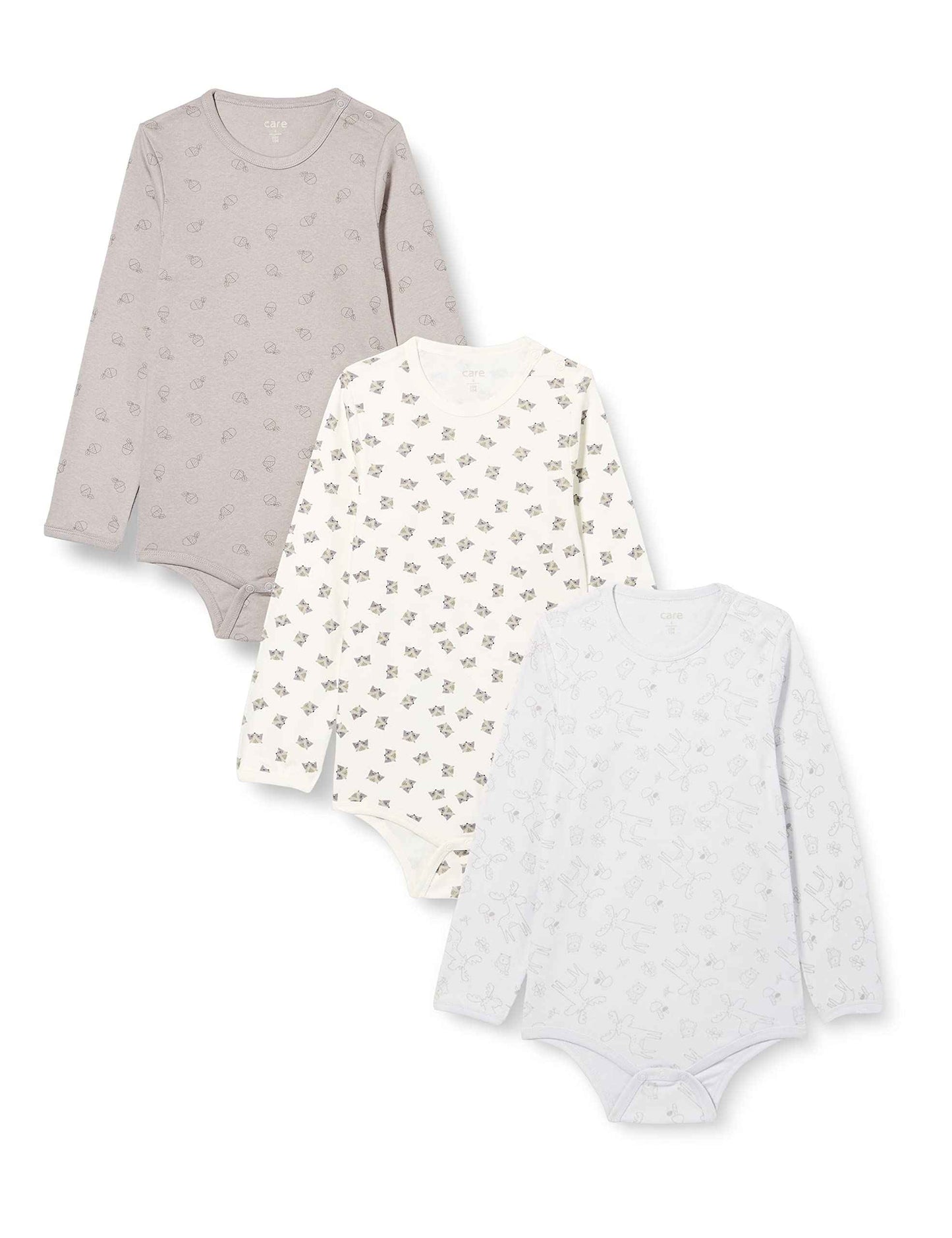 Care Unisex Baby Bodysuit, Long-Sleeved, 100% Cotton (Pack of 3 and 6)
