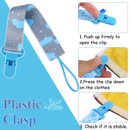 Schnullerkette Junge, 5er Baby Schnullerband Stoff mit 5er Silikonring, Schnullerketten mit Clips, Personalisiert Nuckelketten für Schnur Lätzchen Dreieckstuch Schnuller (Braun)