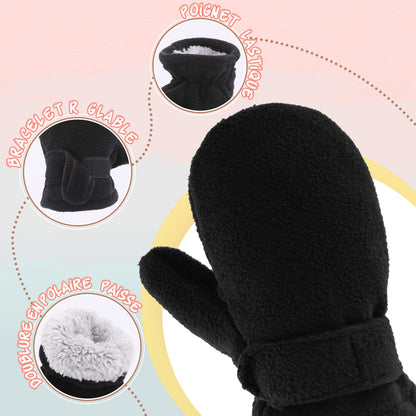 SEYUFN Baby Winter Gloves Fleece Lining Toddler Boys Warm Soft Baby Girls Adjustable Gloves Outdoor Gloves