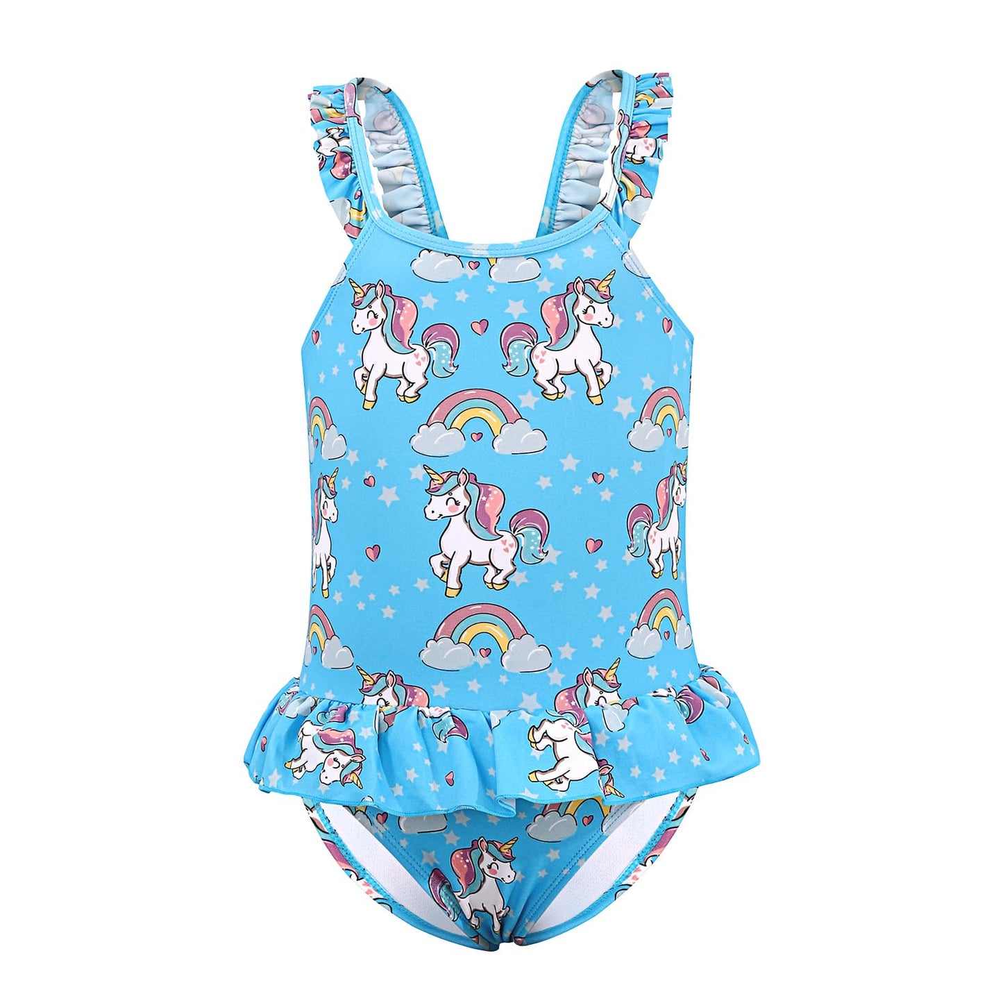 TIZAX Badeanzug für Mädchen Einteiliger Schwimmanzug Kleinkind Niedliche Rüschen Bademode Schnell trocknende Sommerferien Bikini für Kinder 2~7 Jahre