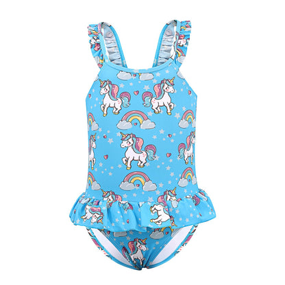 TIZAX Badeanzug für Mädchen Einteiliger Schwimmanzug Kleinkind Niedliche Rüschen Bademode Schnell trocknende Sommerferien Bikini für Kinder 2~7 Jahre