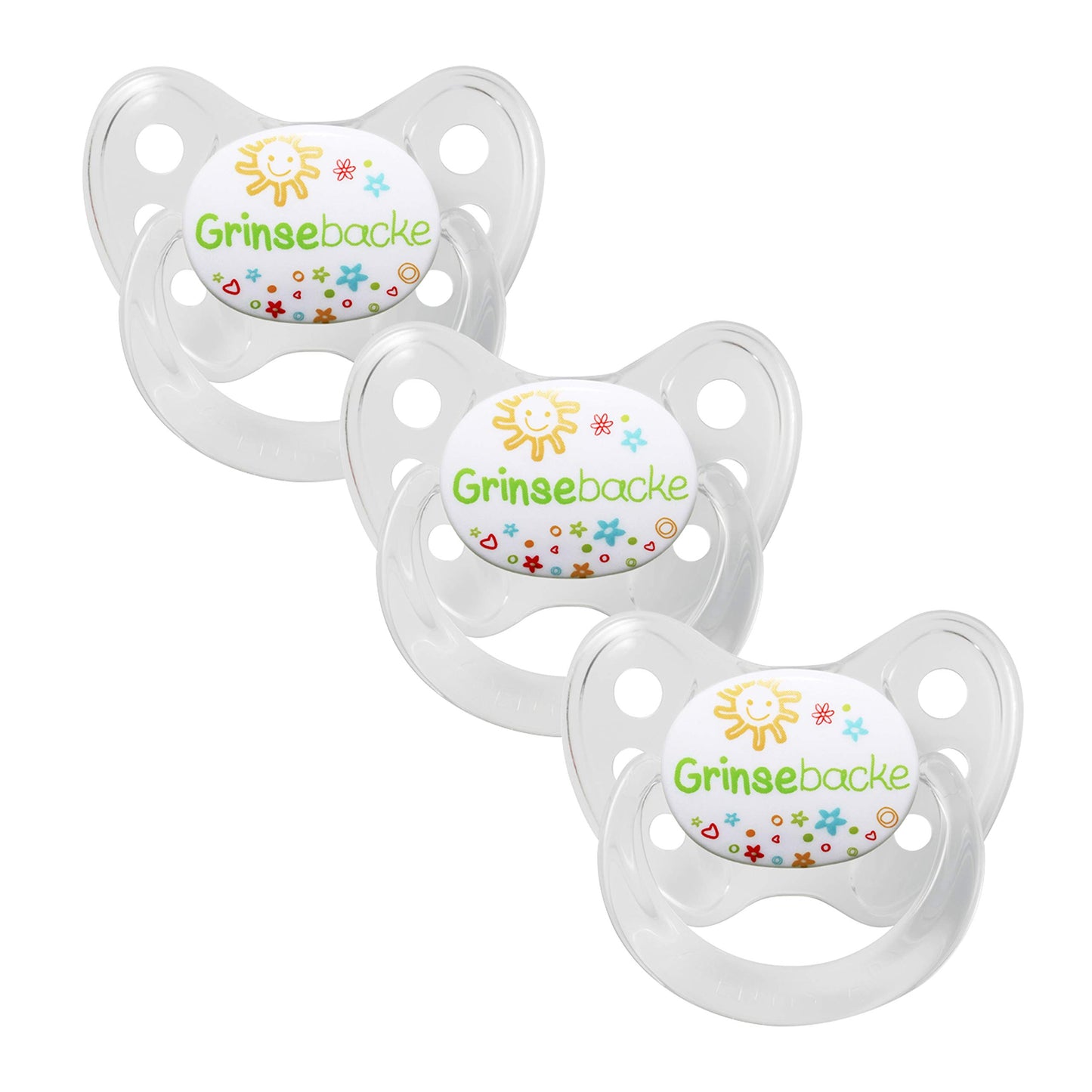 dentistar Silikon Schnuller 3er-Set - Größe 2, 6-14 Monate - Zahn- & kieferfreundlicher Nuckel mit Dental-Stufe – BPA-frei – Made in Germany - Regenbogen, Lila