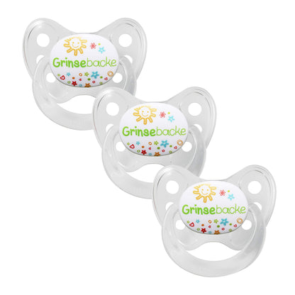 dentistar Silikon Schnuller 3er-Set - Größe 2, 6-14 Monate - Zahn- & kieferfreundlicher Nuckel mit Dental-Stufe – BPA-frei – Made in Germany - Regenbogen, Lila