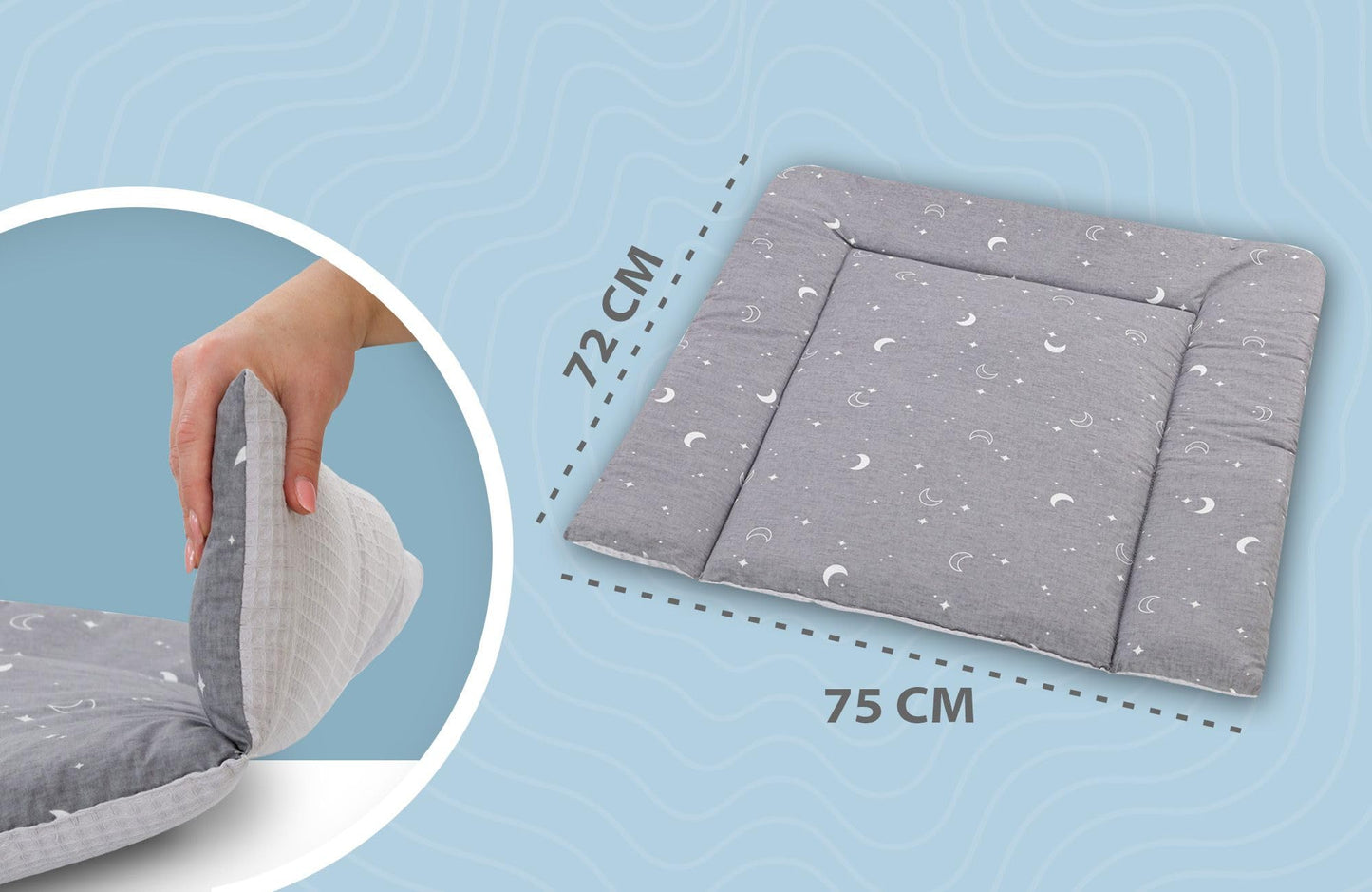 Wickelauflage Wickelunterlage aus Baumwolle 75x72 cm - Weich und waschbar Wickelunterlage für Babys Wickelmatte aus Stoff für Wickeltisch Wickelkommode oder Waschmaschine 75 x 72 Wilde Rose