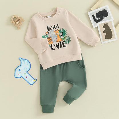 1. Jahr Geburtstag Outfit Baby Junge Kleidung Set Langarm Sweatshirt und Hose Kleidung Sets für Jungen