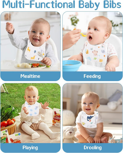 Toaren Baby Lätzchen,7er Babylätzchen aus Baumwolle,Unisex-Babylätzchen mit Druckknopf,Groß Lätzchen mit Saugfähiger und Weiche,Drool Lätzchen für Baby Jungen und Mädchen für Kleinkind 0 bis 36 Monate