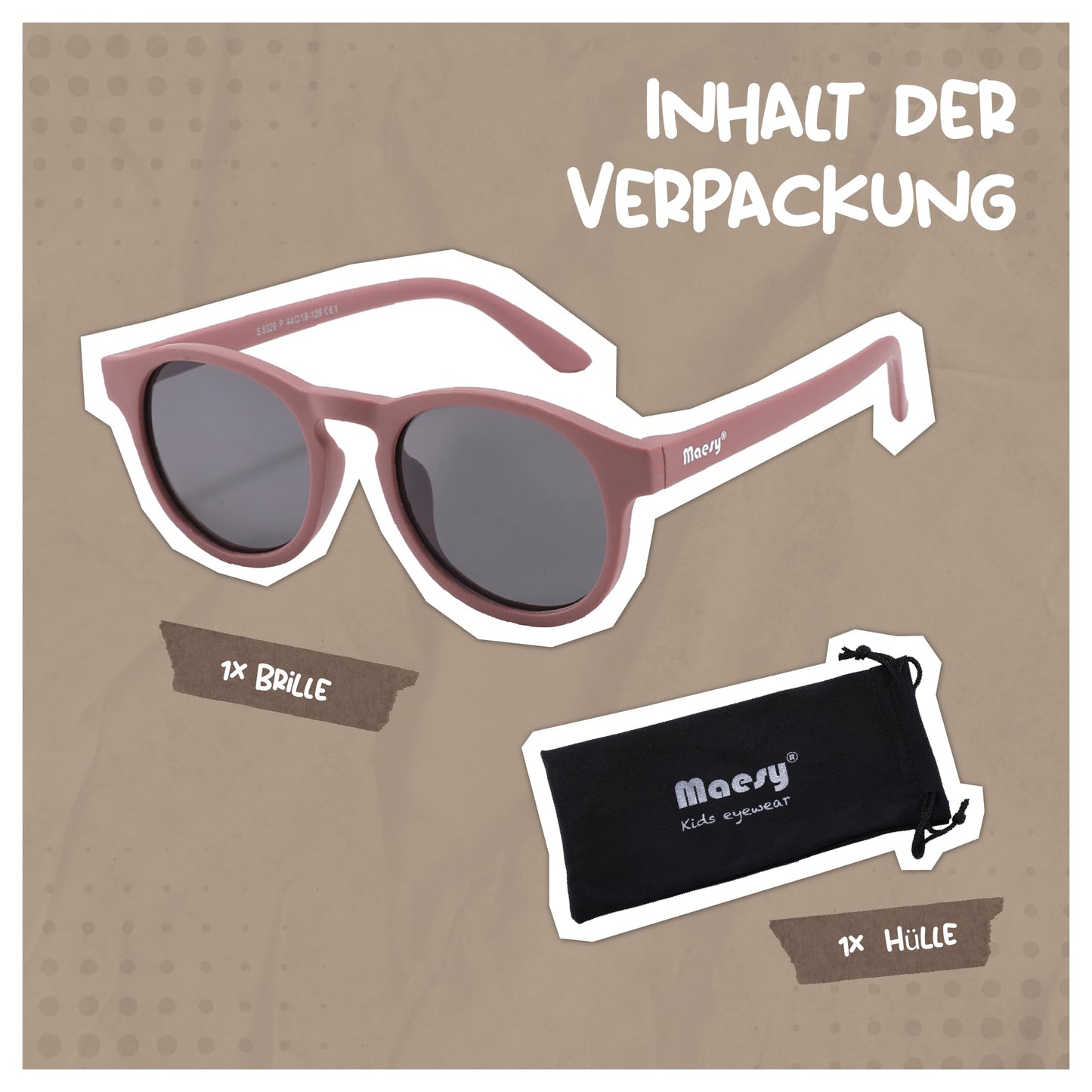 Maesy Faela Kindersonnenbrille für 3-6 Jahre - UV400 polarisierter Schutz - Flexibler und flexibler Rahmen - Sichere und bequeme Kindersonnenbrille für Kleinkinder
