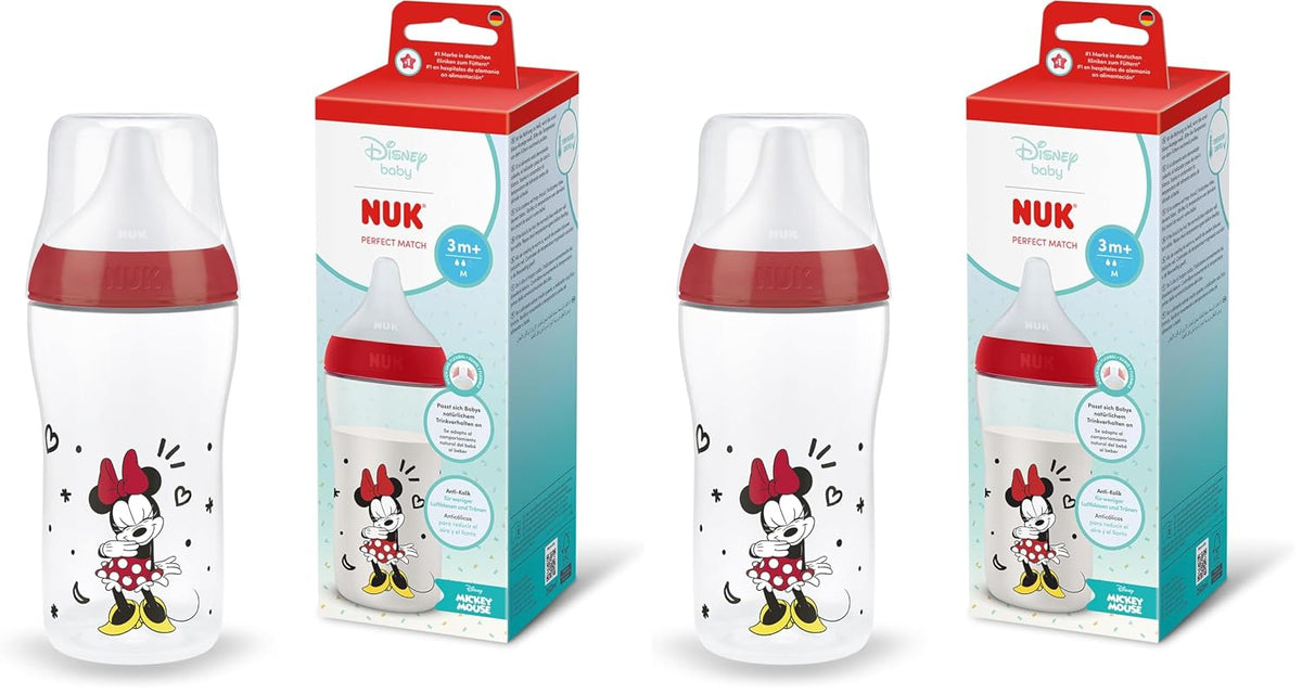 NUK First Choice+ Baby Bottle Starter Set | 0–6 months | 4 bottles with Temperature Control &amp; Bottle Box | Anti-Colic Air System | BPA-free | Disney Winnie the Pooh 