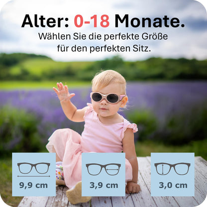 Mausito BABY Sonnenbrille 0-18 Monate Mädchen I VERGLEICHSSIEGER Sonnenbrille Baby 100% UV-Schutz I BIEGSAM & verstellbares Band I Schadstofffrei I Europäisches Design für Kinder gemacht