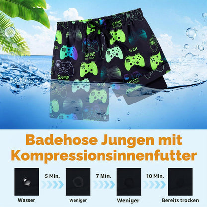 Fanient Badehose Jungen Schwimmshorts - 2 in 1 Badeshorts mit Kompression Liner für optimalen Komfort