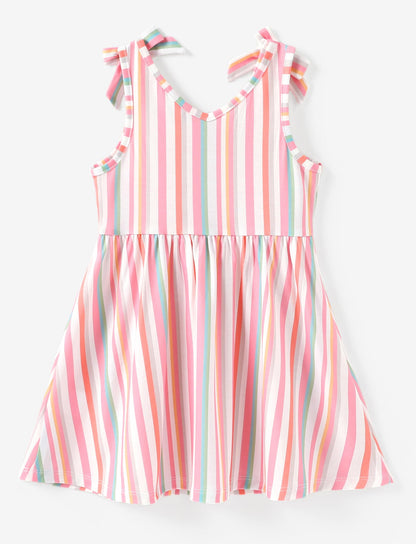 PATPAT Mädchenkleid ärmellos, Baby Mädchen Kleid mit Schleife an den Schulterträgern für Geburtstag, Party, Bankett, Hochzeit, Urlaub, Bunt