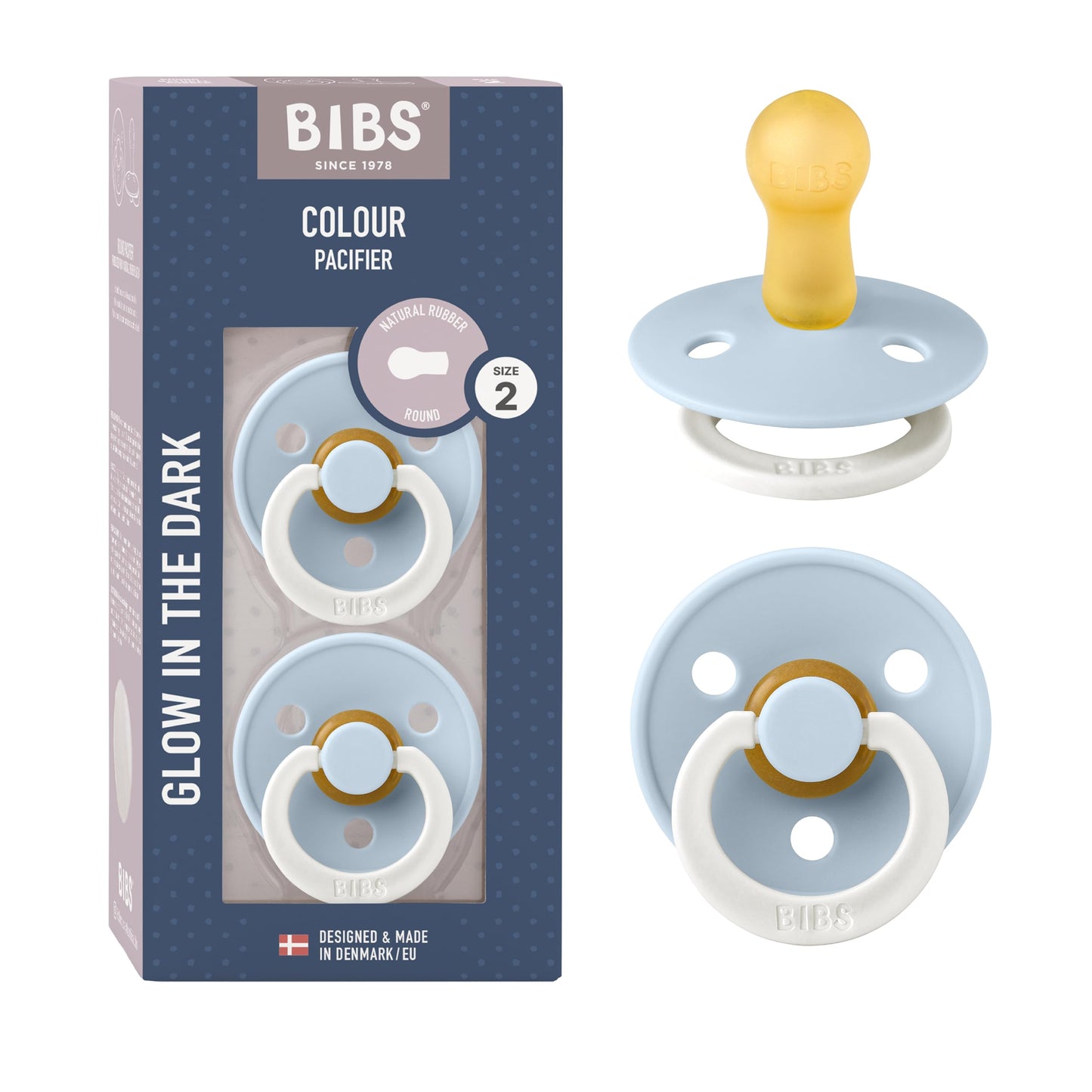 BIBS Colour Schnuller 2er-Pack, BPA-frei, Kirschform Nippel. Naturkautschuk/Latex, Hergestellt in Dänemark. Größe 2 | 6+ Monate | 2-Pack, Coral/Ruby