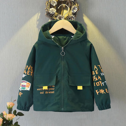 L SERVER Transition Jacket Boys Windbreaker with Hood Fashion Trench Coat Children Lightweight Windbreaker Outdoor Jacket for Spring and Autumn 