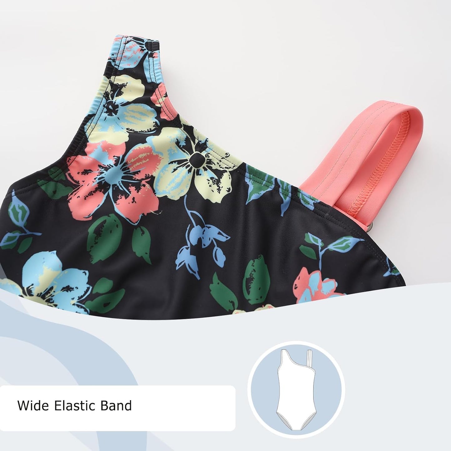 Swimsuit Girls Children One-Piece Swimwear Girls Teenagers Hawaii Elastic Wide Straps Swimsuit 110-164 / 6-16 Years