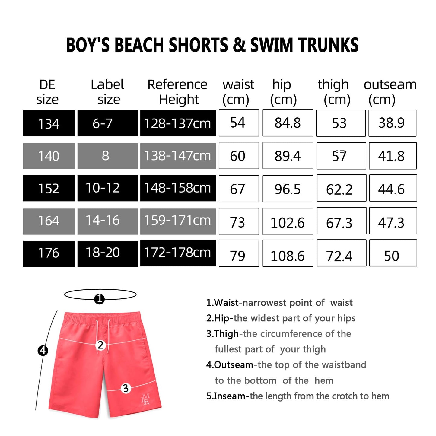 MEILONGER Badehose Jungen Badeshorts Schnelltrocknend Boardshorts mit Netzfutter Taschen und Verstellbarem Tunnelzug