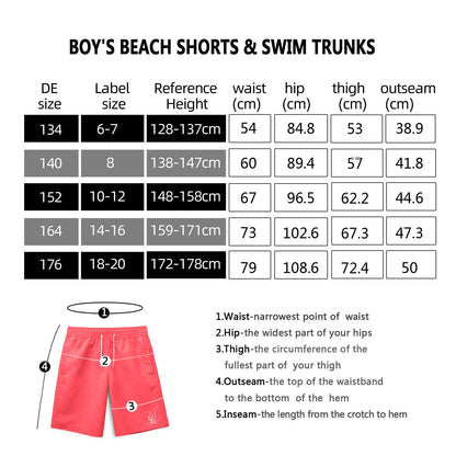 MEILONGER Badehose Jungen Badeshorts Schnelltrocknend Boardshorts mit Netzfutter Taschen und Verstellbarem Tunnelzug
