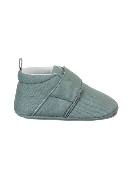 Sterntaler Krabbelschuhe uni - Baby Schuhe aus Canvas mit Klettverschluss - Baby und Kleinkind Hausschuh - aufgenähte Sternen Sohle rutschfest - Unisex Sneaker mit Jersey Futter - steingrün