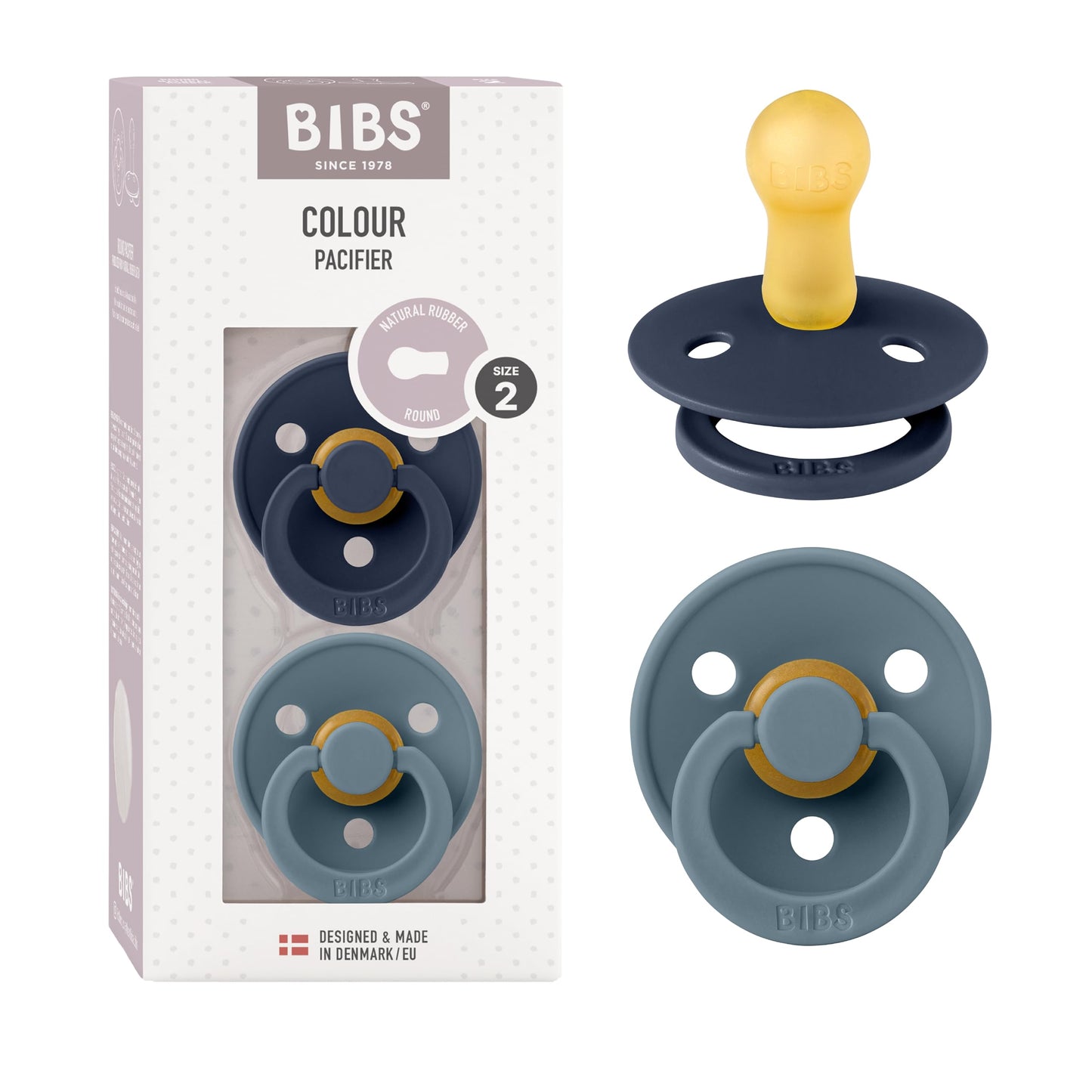 BIBS Colour Schnuller 2er-Pack, BPA-frei, Kirschform Nippel. Naturkautschuk/Latex, Hergestellt in Dänemark. Größe 2 | 6+ Monate | 2-Pack, Coral/Ruby