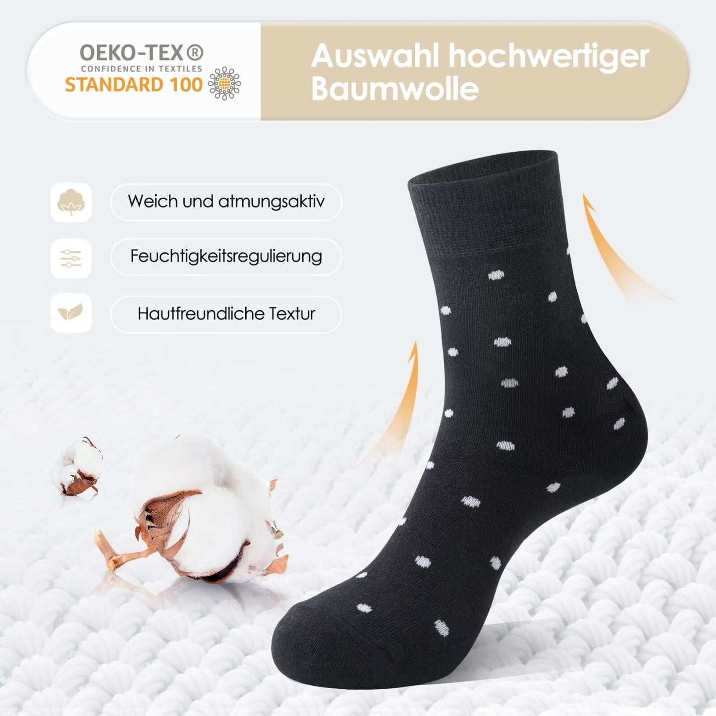 Mowenti Socken Mädchen 35-38 sportsocken strümpfe socks Mädchensocken bunte schwarz Streifen Punkte baumwollsocken 10 Paar