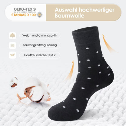 Mowenti Socken Mädchen 35-38 sportsocken strümpfe socks Mädchensocken bunte schwarz Streifen Punkte baumwollsocken 10 Paar