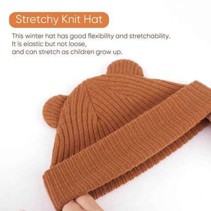 DRESHOW Toddler Beanie Baby Winter Hats Baby Soft Knitting Cute Bear Ears Hat for Boys Girls Warm Hat Hats for 0 Months - 24 Months