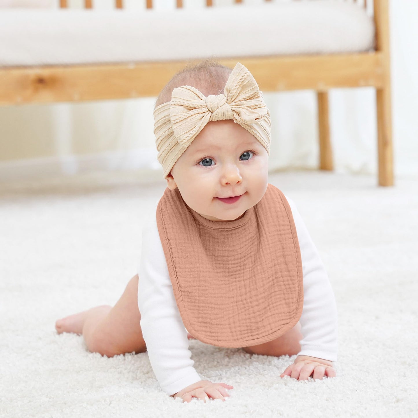 Susurration Bibs Baby Muslin Bandana Baby Soft Adjustable Square Dribble Bibs 6 pack for Unisex Girls &amp; Boys 