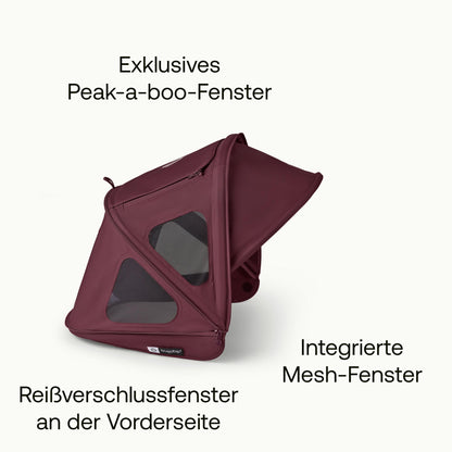 Bugaboo Dragonfly Sonnendach mit Lüftungsfenstern, ausziehbar für zusätzlichen und optimalen Sonnenschutz, wasserabweisend, Deep Indigo