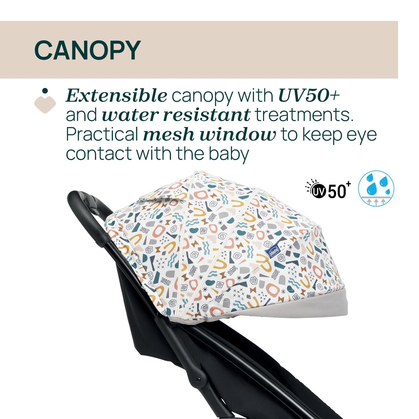 Chicco, Glee Pushchair from 0 Months to 4 Years with Automatic and Compact Closure, Extendable Hood with SPF 50+ and Rain Cover, 3-Level Adjustable Backrest, Leg Rest