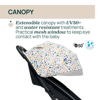 Chicco, Glee Pushchair from 0 Months to 4 Years with Automatic and Compact Closure, Extendable Hood with SPF 50+ and Rain Cover, 3-Level Adjustable Backrest, Leg Rest