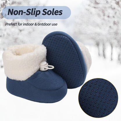 Baby Winter Shoes Warm Baby Shoes Winter Non-Slip Adjustable Newborn Snow Shoes First Walking Shoes Lined Thermal Fleece Crawling Shoes Slippers Winter Boots 0-18 Months