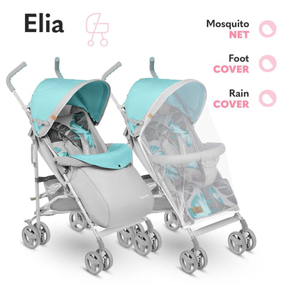 LIONELO Elia Buggy Small Foldable Pushchair up to 15 kg, Back and Footrest Adjustment, Rear Wheel Brake, Mosquito Net, Shopping Basket - Meloni2